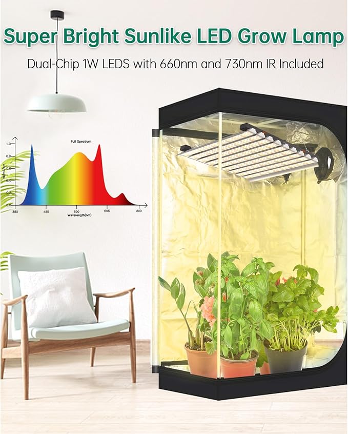 SZHLUX 400W LED Grow Light 4×4ft Coverage with Double Switches Full Spectrum Grow Light for Indoor Plants Sunlight Plant Light 864 LEDs for Hydroponic Seedling Veg and Bloom Greenhouse