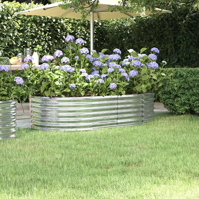 Garden Raised Planter Raised bedsGalvanized PlanterFlower BedTroughMetal PlanterRaised Garden BedBed Powder-Coated Steel 59.8x31.5x14.2 Silver