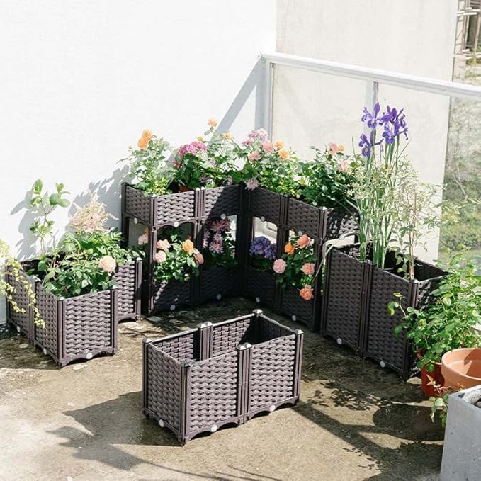 YSUEFIJO Outdoor Elevated Garden Bed Planter Raised Beds for Vegetables Planter Box Plastic Rectangle Raised Garden Bed Tall for Vegetables Fruits Flowers Herbs Succulents
