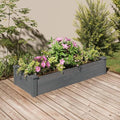 Garden Raised Bed Planter Rectangular Rustic Wooden Planters for Outdoor Plants 47.2x47.2x9.8 Inch Fir Wood Grey Finish Easy Assembly