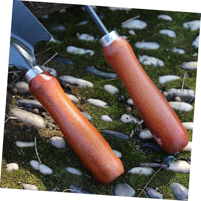jojofuny Garden Tools Set Mini Shovel and Spade with Thickened Iron Blades Wooden Handle Planting Tool for Gardening Weeding and Transplanting 4pcs
