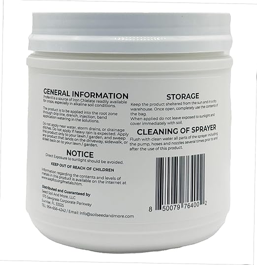 Seed Soil and More-Proferril 6% EDDHA Chelated Iron-100% Water Soluble Iron Chelate for Greener Plants - Corrects Iron Chlorosis &amp Yellow Leaves - for soils with ph Above 7 - Made in USA - 2 Pound