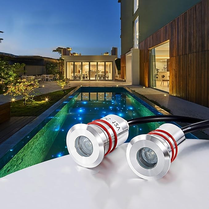 Mini Ground LED Lights - IP68 Waterproof Underwater Landscape Spotlights for Pool Stairs and Fountain - Easy Installation