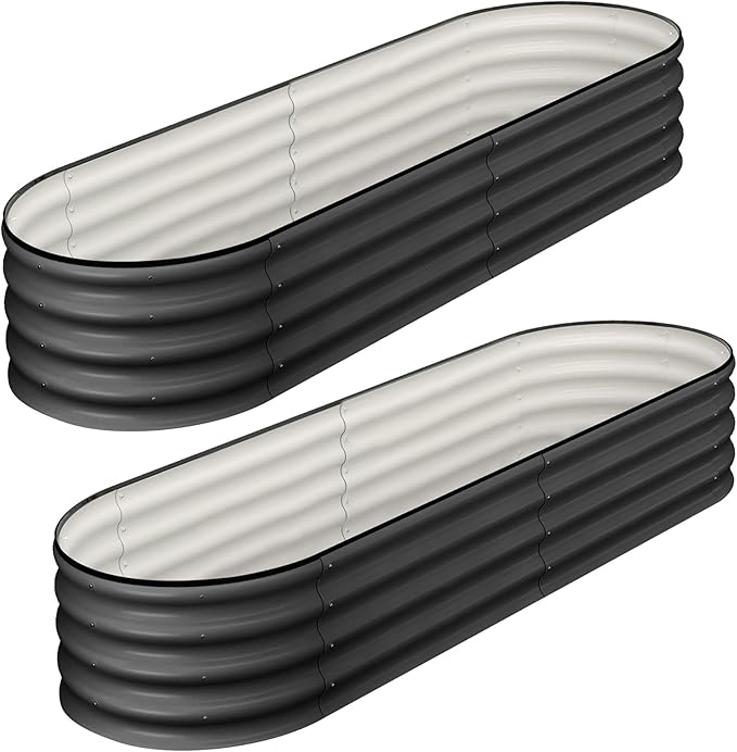 Raised Garden Bed 2 Pcs Large Galvanized Raised Bed for Vegetables 4.5x2x1.5ft Raised Planter Bed with Protective Rubber Edge Heavy Duty Metal Garden Bed for Yard Greenhouse 2 Pack Oval Shape
