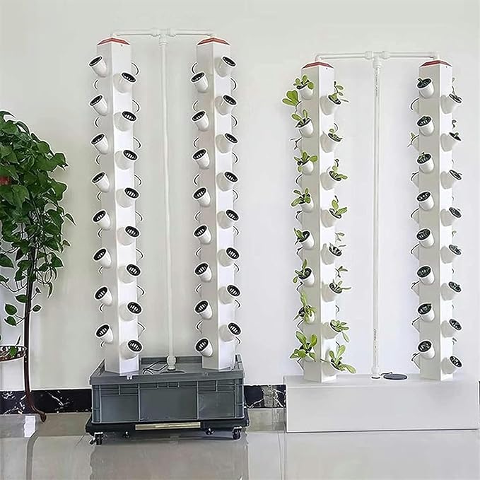 Hydroponic Growing Kits Hydroponics Growing Indoor Garden ｜ 64 Holes Growing Kit with Pump ｜ Vertical Hydroponic Tower for Frui