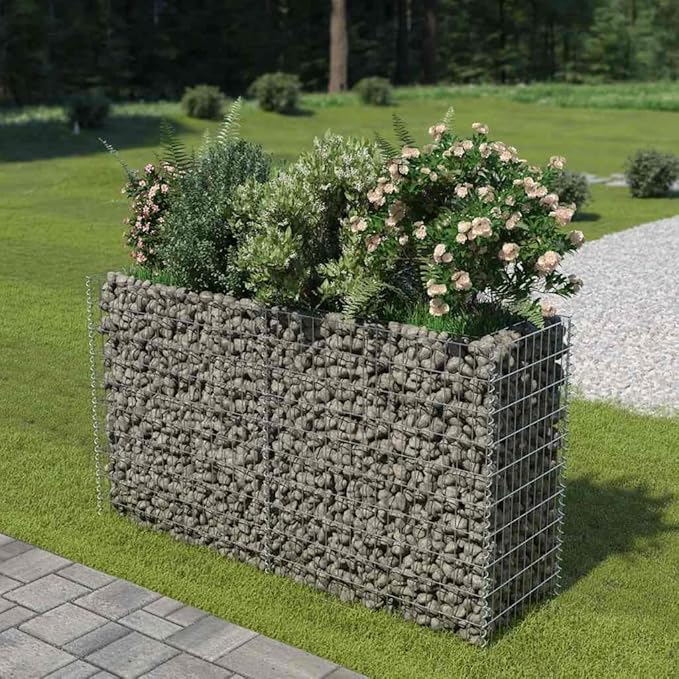 Gabion Raised Bed Silver Galvanized Steel 70.9x19.7x39.4 in Gardening Pots &amp Planters 143558