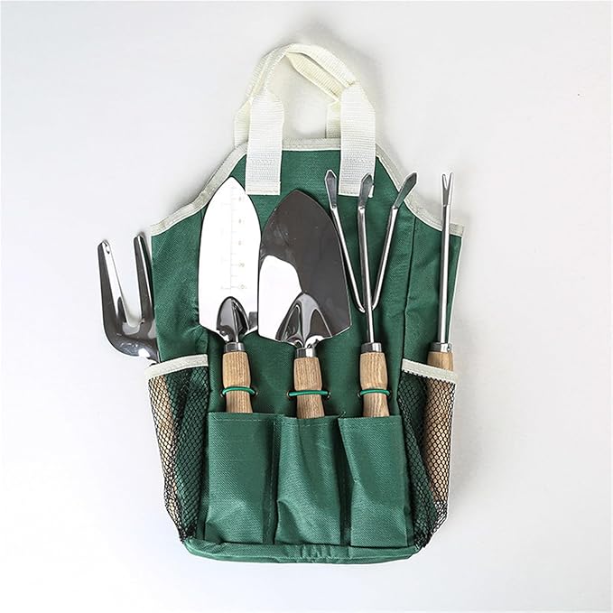 Green Garden Tool Set - 11 Pieces Heavy Duty Stainless Steel Gardening Tool Set with Storage Bag Kraft Box Packaging for Men and Women
