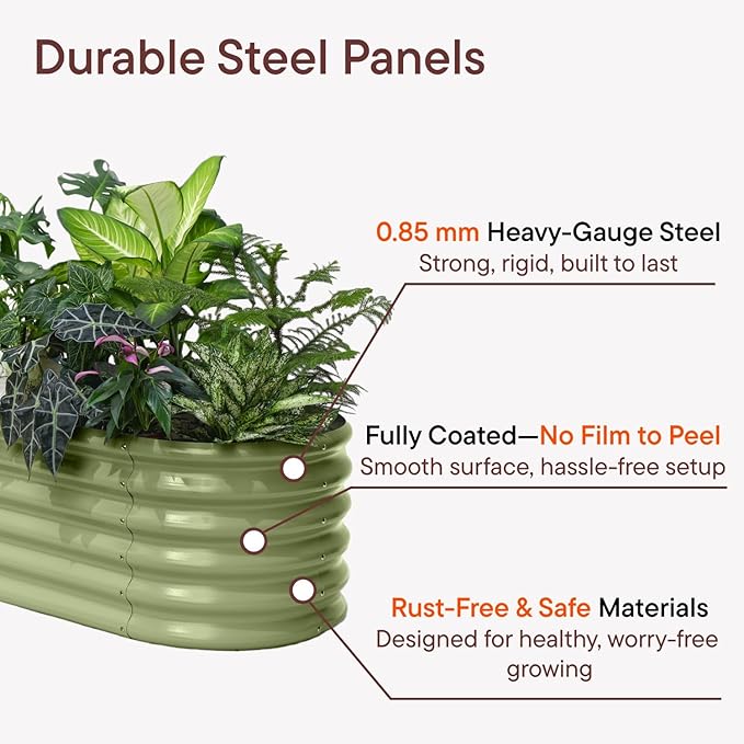 4-Pack Galvanized Raised Garden Bed 8x4x1 | 10x2x1 ft 12 Tall Metal Planter Box for Outdoor Plants Modular Raised Flower Bed Rust Resistant Coating Long Planter for Vegetable-Brooklyn Grey