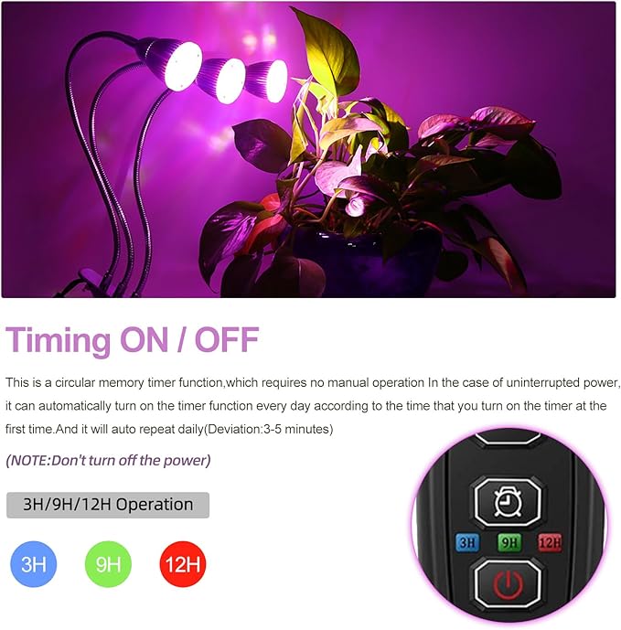 CFGROW Small Led Grow Light Desk Clip LED Plant Grow Lamp 21W with 3pcs 360° Flexible Goosenecks for Indoor Office Home Garden Greenhouse Table Plants Growing Lighting