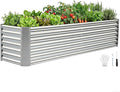 8x2x2ft Raised Garden Bed - Galvanized Deep Root Planter Boxes Outdoor with Wing Nuts and Safety Edges for Gardening Vegetables Flowers Herbs Succulents - Silver