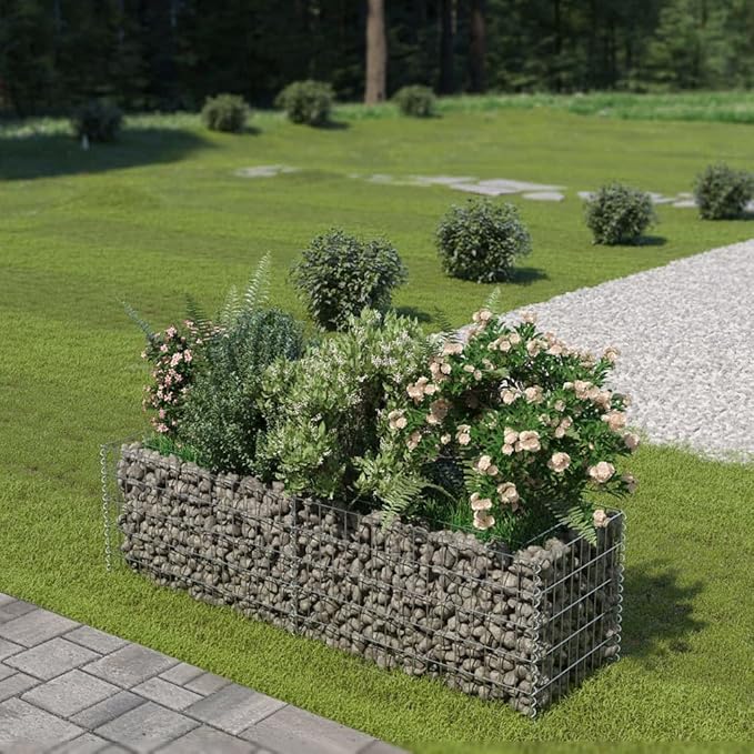 YAFF Gabion Raised Bed-HexagonalOutdoor Landscape for GardenBackyardPatioBalcony70.9x19.7x19.7