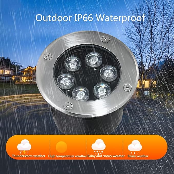 LED Well Lights Outdoor Ground Light IP66 Waterproof Spotlight AC85-110V for Garden Driveway Deck Patio Yard Landscape Lighting