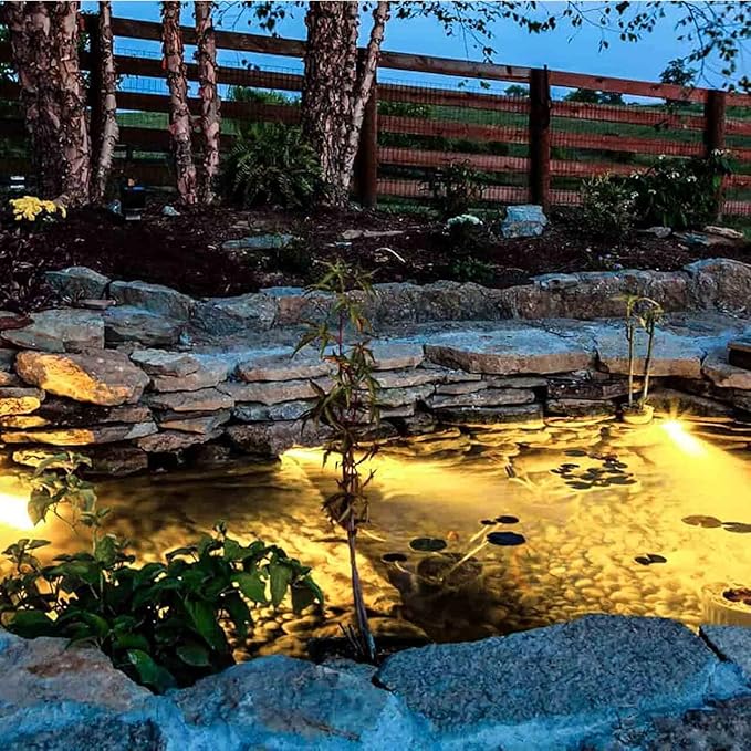 Pond Lights Submersible LED Fountain Light Warm White Yard Spot Lights Waterproof Outdoor Spotlights for Yard Landscape Water Pond Fountain Waterfall 6 Lights