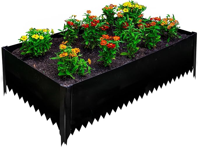 14 in. Tall x 2 ft x 4 ft Metal Raised Garden Bed Kit – Durable Steel Garden Box with Serrated Edging Outdoor Raised Bed for Vegetables Herbs &amp Flowers Made in USA by Tie Down