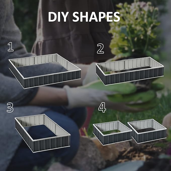 8.5' x 3' x 1' Raised Garden Bed Galvanized Metal Planter Box for Vegetables Flowers Herbs Dark Gray