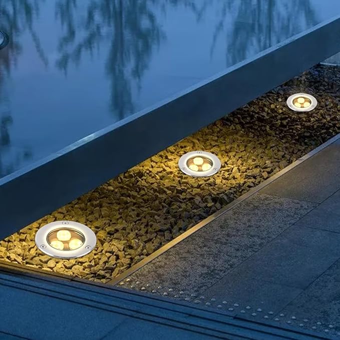 Outdoor Ground Light Embedded Buried Lights AC85-110V IP66 Waterproof LED Underground Light for Patio Pathway Lawn Yard Deck Driveway Walkway Landscape Lamp