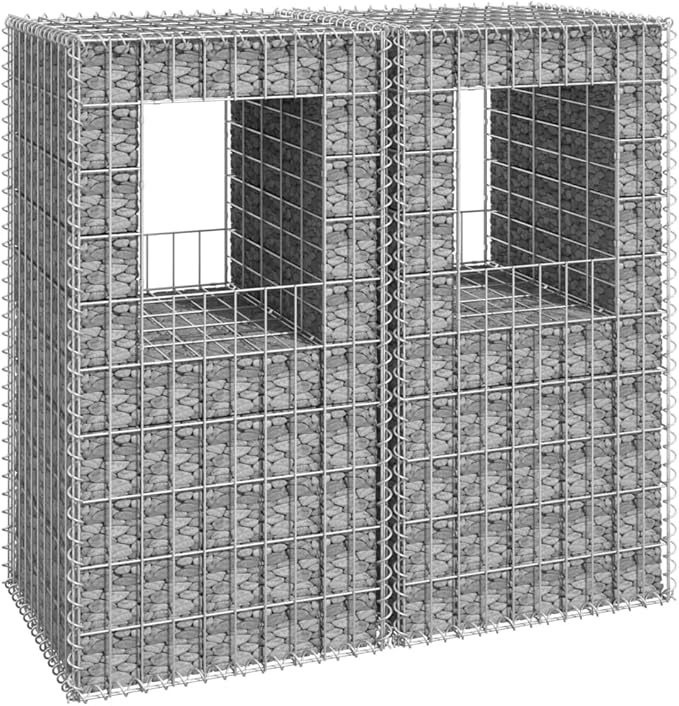 2pcs Galvanized Steel Gabion Basket Post/Planter Raised Bed Gabion Raised Bed to Fill with Rocks or Gravel Stable Durable Gabion Post 19.7x 19.7x39.4 -AA