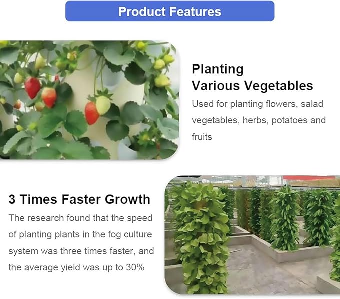 Hydroponics Growing System 32/48 Pods Vertical Hydroponics Tower Aeroponics Growing Kit Smart Garden Planter Herbs Germination Kit with Hydrating Pump Adapter Net Pots Timer 12floor/1pc