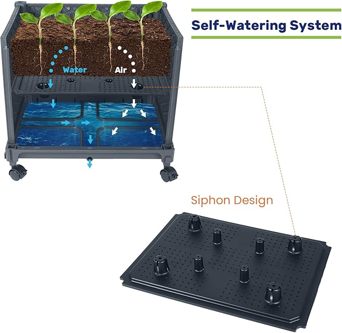 LINEX Raised Garden Bed Planter Box with Trellis 67.6” Tomato Planters for Climbing Plants Vegetable Vine Flowers Outdoor Patio Tomatoes Cage w/Self-Watering &amp Wheels