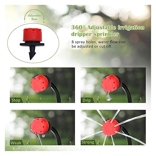 Garden Supplies 5-50M Garden Micro Drip Irrigation Automatic Watering System Kit Timer Controller DIY Mist Spray Cooling for Potted Plants Nozzle(Multi)