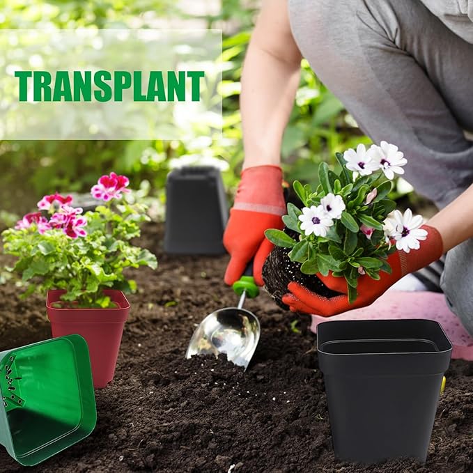Square Plastic Nursery Pot 3 120 Pcs Deep Succulent Pots Small Flower Planter Seeds Starter Pots with Drainage (GreenBlackRed 40pcs Each2.7Inches)