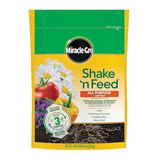 Miracle-Gro Shake 'N Feed All Purpose Plant Food - Outdoor and Indoor Plant Food for In-Ground and Containers Feeds for up to 3 Months 8 lbs.