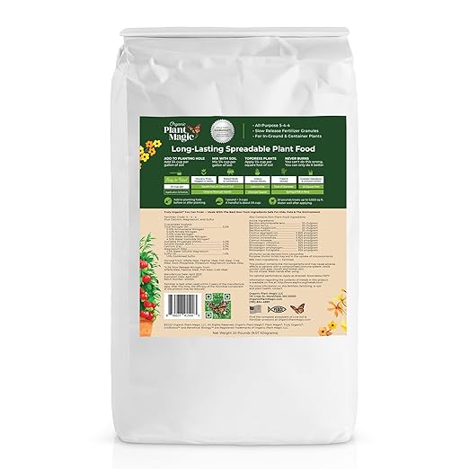 Organic Plant Magic - Truly Organic™ Long-Lasting Spreadable Plant Food: All-Purpose Fertilizer Granules for All Flower Vegetable Herb Fruit Tree Shrub Container Garden &amp House Plants [One 20 lb B