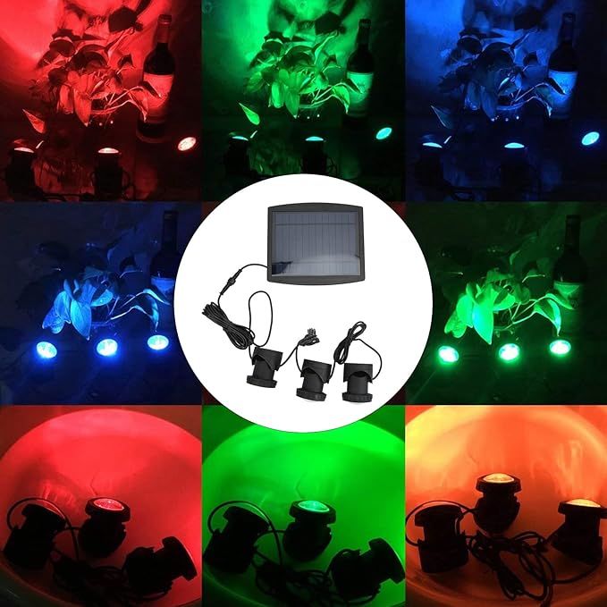 Tyenaza Solar Spotlights Outdoor Solar Garden Lights Solar Powered LED RGB IP68 Waterproof High Brightness Widely Used Dustproof Solar Landscape Lights
