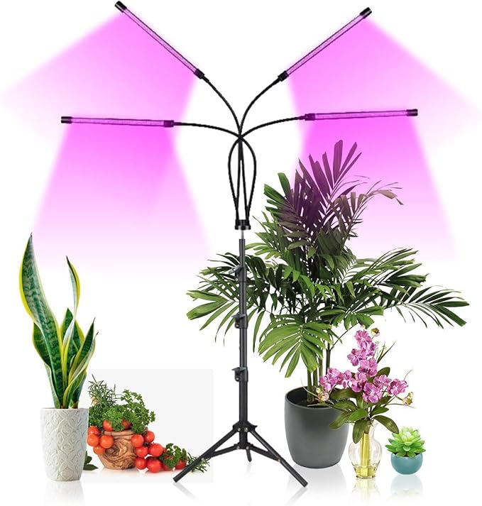 Qcyuui Grow Lights with Stand 80 LED Floor Grow Light for Indoor Plants with Red Blue &amp Mixed SpectrumPlant Growing Lamps with 10 Dimmable Levels