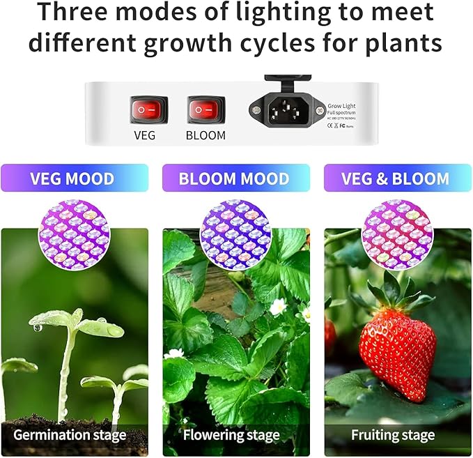 Upgraded LED Grow Lights Grow Lights for Indoor Plants Full Spectrum Hanging Seed Starting Seedlings Vegetable Growing Lamps Super Bright 194 LEDs(Actual Power 40W)