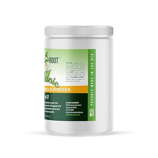 Organic Soluble Seaweed Powder 0-0-17 CDFA OMI Registered (1 LB) for Lawns Vegetable Gardens Shrubs and Trees