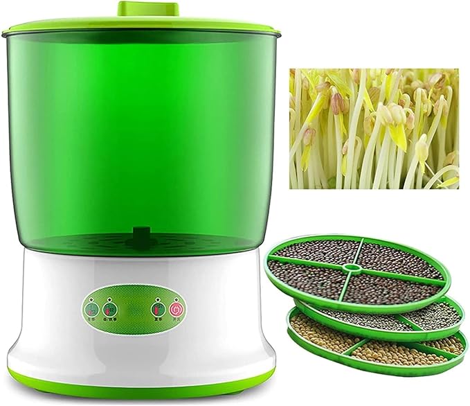Automatic Sprouter Bean Growing Machine Seed Sprout Maker with PTC Heating 360° Sprinkler Seed Sprouter Kit Large Capacity Seed Grow Cereal Tool Homem
