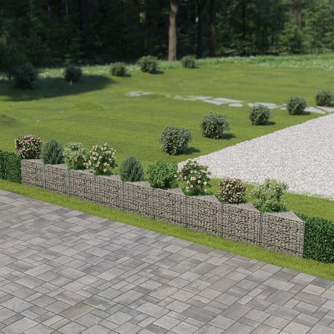 Outdoor Garden Gabion Wall Gabion Stone Basket Planter Raised Vegetable BedSteel Garden Decoration Galvanized Steel 248x11.8x19.7