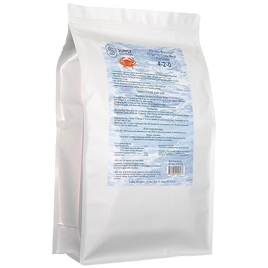 Organic Crab Meal Fertilizer 4-2-0 | 18% Calcium | Natural Soil Amendment for Garden Lawn and Flower Beds | Improves Soil Health &amp Boosts Plant Growth (20 Pounds)