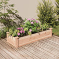 YAFF Garden Raised Bed Natural Wood Solid fir WoodNon-Woven FabricPots &amp Planters-364286