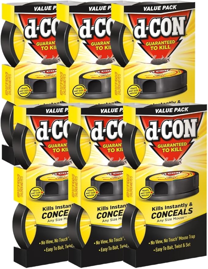 D-Con No View No Touch Covered Mouse Trap 6 Pack (2 Traps Each) (Packaging May Vary)