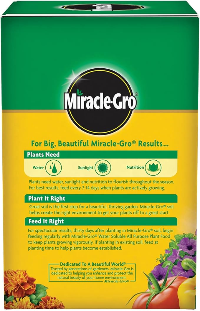 Miracle-Gro Water Soluble All Purpose Plant Food - Fertilizer For All Indoor or Outdoor Plants including Roses Flowers Vegetables Houseplants Trees and Shrubs 1.5 lbs. (6-Pack)