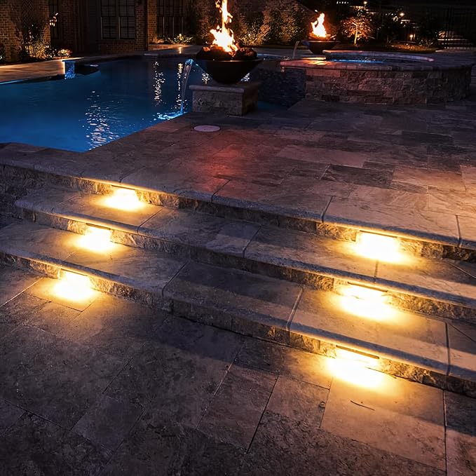 mirrea 7 Outdoor Hardscape Lighting Low Voltage Retaining Wall Lights Step Lights 12V 2W LED 2700K Warm White Pack of 8