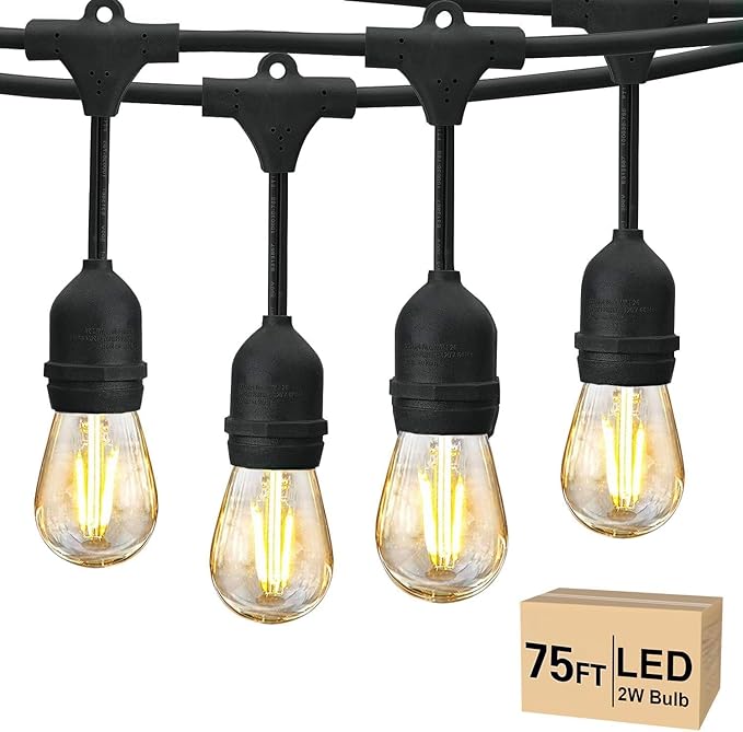 Svater 8 Pack Landscape Lighting + 75 FT Outdoor String Lights 2W