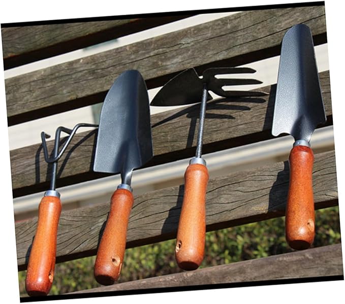 4pcs Mini Garden Tool Set Thickened Stoving Varnish Iron Shovels and Wooden Handles for Planting and Weeding in Home Garden and Potted Plants