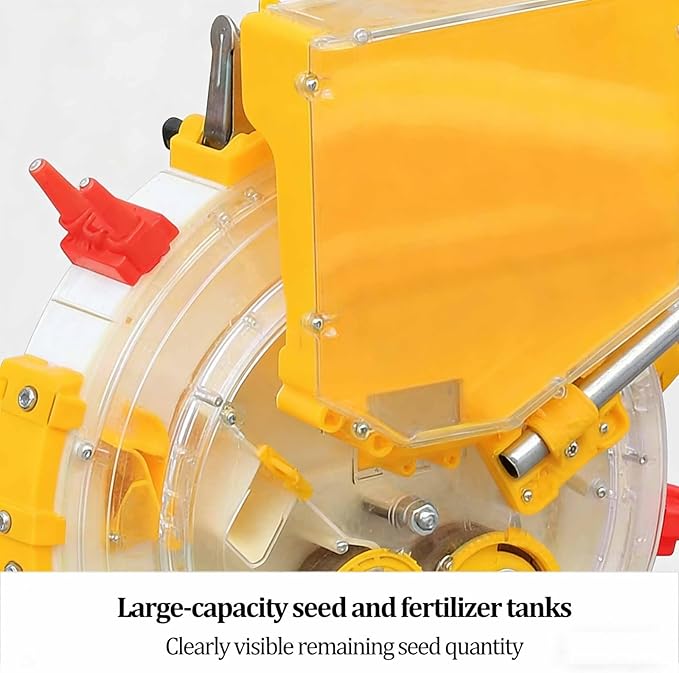Manual Seeder Planter Tool Hand-Push Roller Seeding and Fertilizer Applicator Single-Wheel Row Planter Precision Garden Push Seeder Machine for Soy Peanut Corn(4 Nozzles)