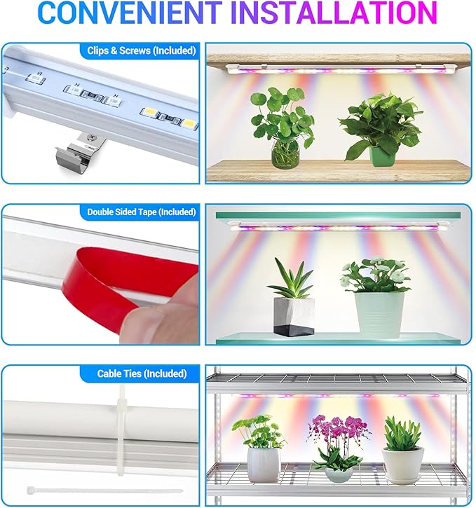 LED Grow Lights Strips for Indoor Plants 3 Working Modes &amp 10 Dimmable Levels Plant Lights with Auto Cycle Timer 3/9/12Hrs 36W Full Spectrum DIY Growing Lamps for Seedings Hydroponics 6 Strips