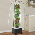 8 Tiers Hydroponics Growing System Kit with LED Grow Lights Hydroponic Tower Lettuce Growing Garden Indoor Herb Garden Vegetable Tower with 40 Planting Holes (Grey)