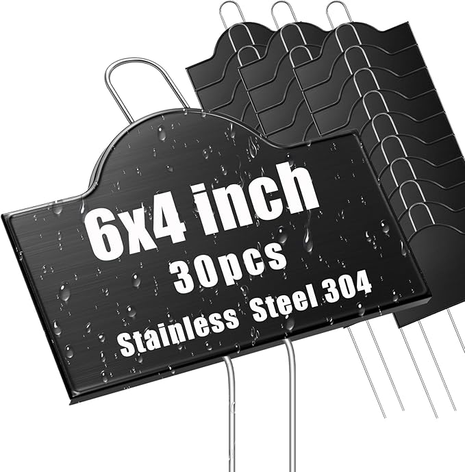 Landhoow 30 Pack Extra Large Metal Plant Labels 6 x 4 with 11'' Stake Stainless Steel 304 Garden Markers Waterproof Plant Marker Weatherproof Garden Signs for Vegetable Herb Flower Seed Greenhouse