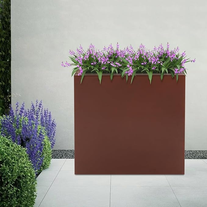 Metal Raised Garden Bed 20.5 * 10 * 22in Steel Rectangular Planter Flower Box for Indoor Outdoor Balconies Gardens Decks Patios Decks Front Porches (Coffee)