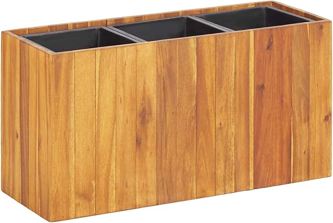 Garden Raised Bed with 3 Pots Solid Acacia Wood Raised Garden Bed Planter Box Raised Garden Beds Outdoor Planter Raised Beds