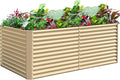 Land Guard 6x3x3ft Rectangular Galvanized Raised Garden Beds Large-Capacity Metal Planter Box Outdoor Durable Deep Raised Garden Bed 3ft Tall Raised Beds for Gardening Vegetables Cream Yellow