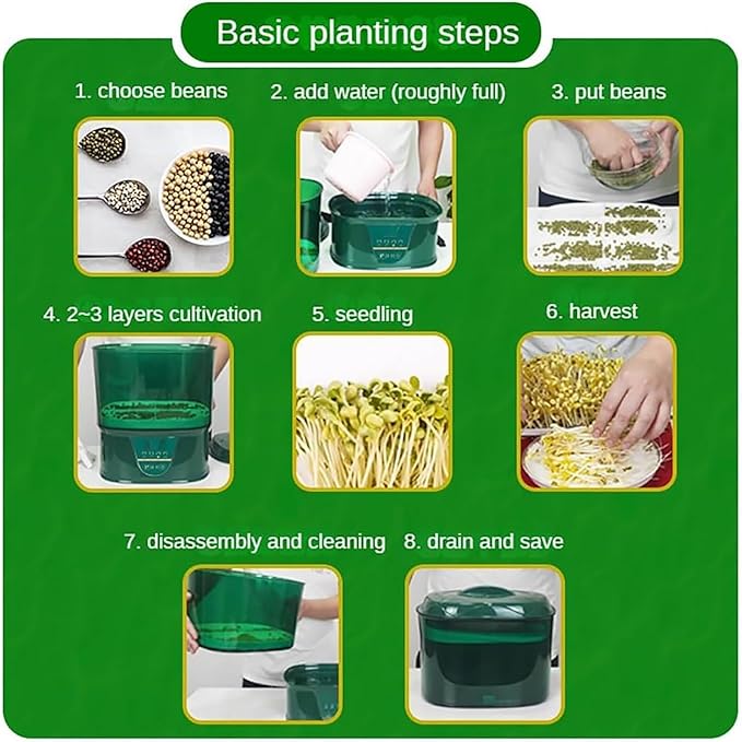 Automatic Bean Sprout Machine Intelligent Watering System Food-Grade Pp Material Fast Germination and Planting Multi-Seed Compatible