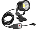 Kiven IP65 Waterproof LED Landscape Clamp Light LED Decorative Spotlight Lamp with Plug-in Cord and Timer for Indoor Outdoor Yard Step Statue LED Lawn Light - Black (10W Cool White)