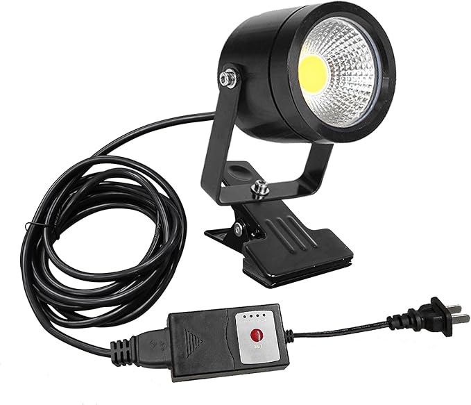 Kiven IP65 Waterproof LED Landscape Clamp Light LED Decorative Spotlight Lamp with Plug-in Cord and Timer for Indoor Outdoor Yard Step Statue LED Lawn Light - Black (10W Cool White)